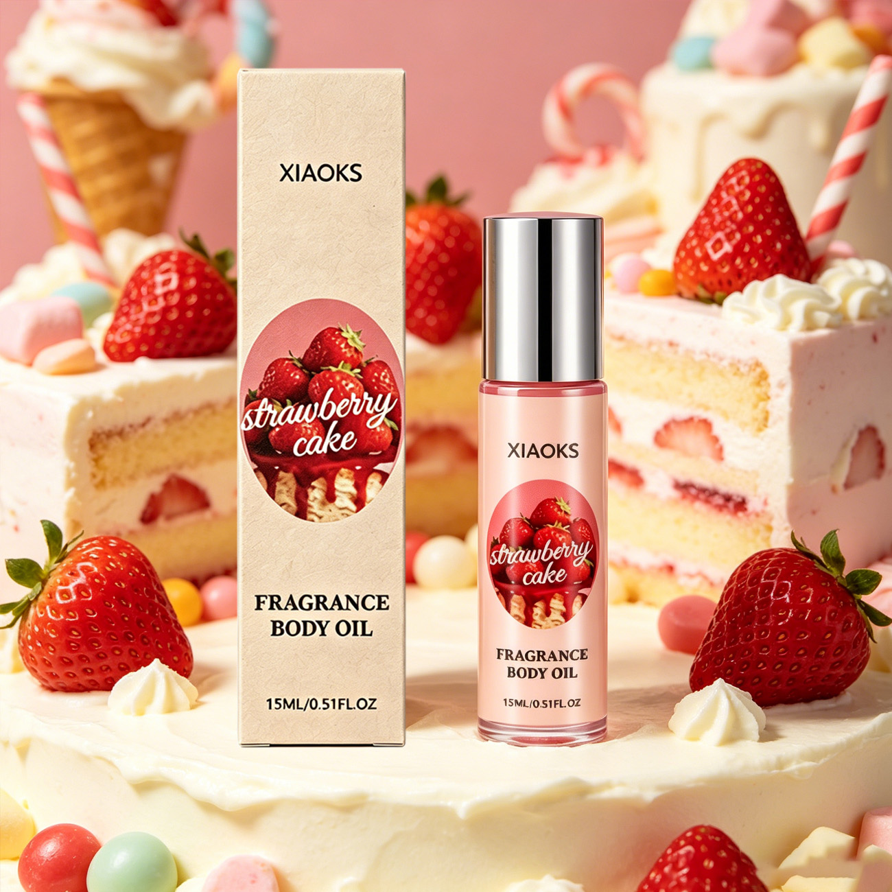 Perfume Fragrance Man - 1 fles Strawberry Cake Sweet Roll-On